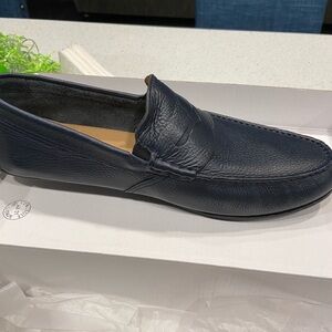 Men's Navy Leather Loafers
